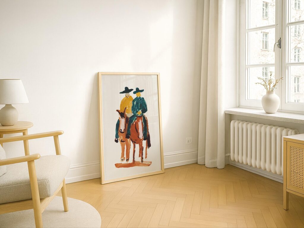 Abstract Cowboys on Horses Art Print