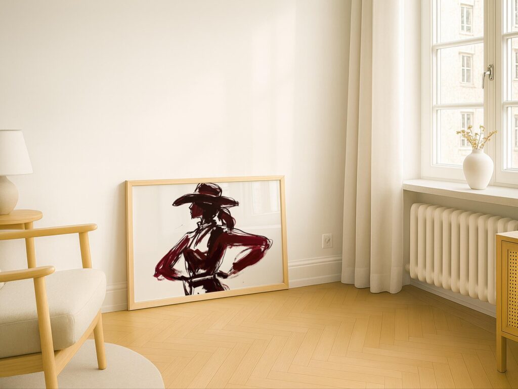 Abstract Cowgirl Silhouette Art Print