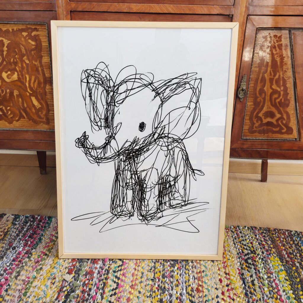 Abstract Elephant Line Sketch Wall Art
