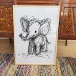 Abstract Elephant Line Sketch Wall Art