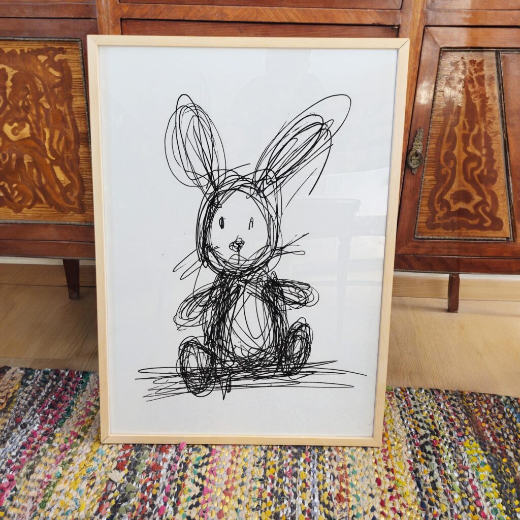 Abstract Scribble Bunny Line Drawing Print