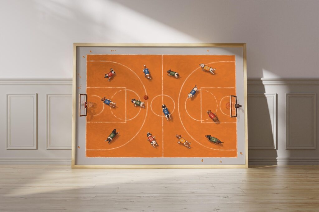 Basketball Dogs Print