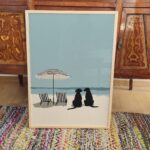 Beach Dogs Minimalist Coastal Art Print