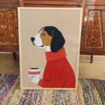 Beagle Dog Drinking Coffee Retro Illustration Art Print