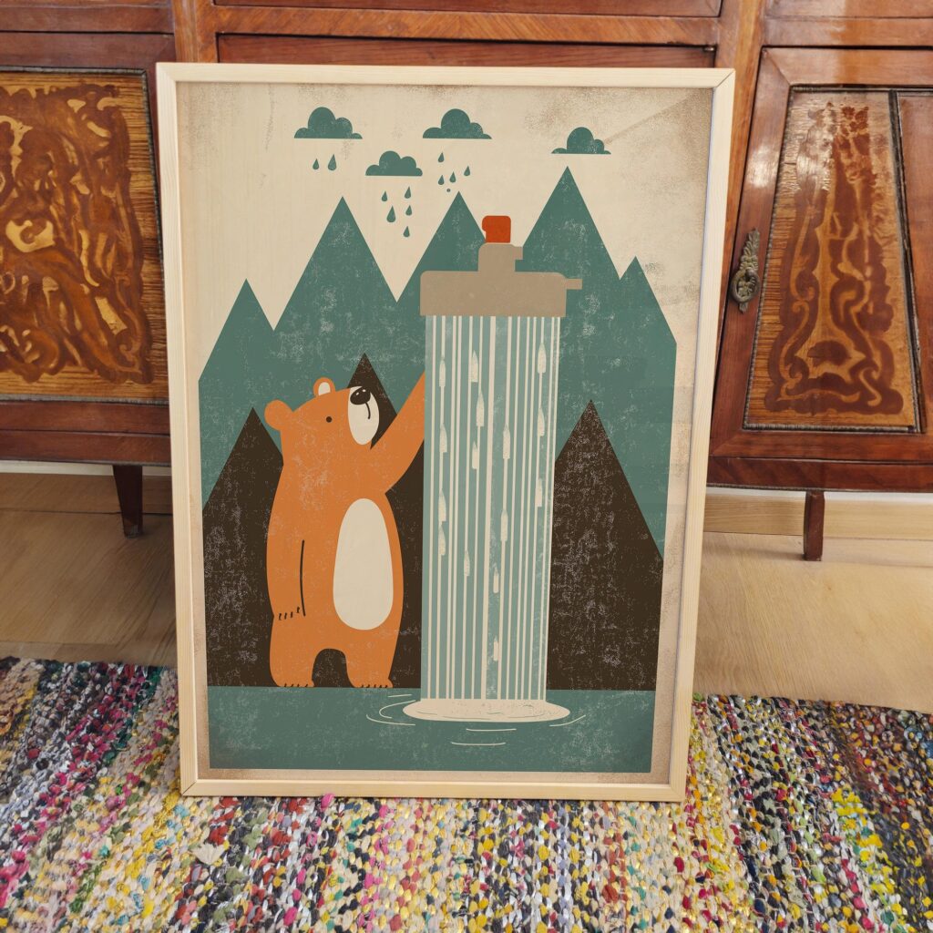Bear Shower Mountain Print