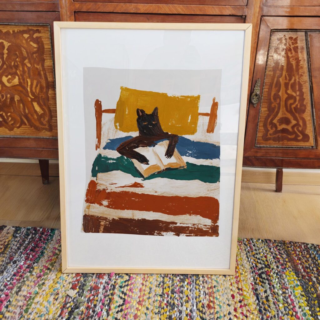 Bedroom Cat Reading Print