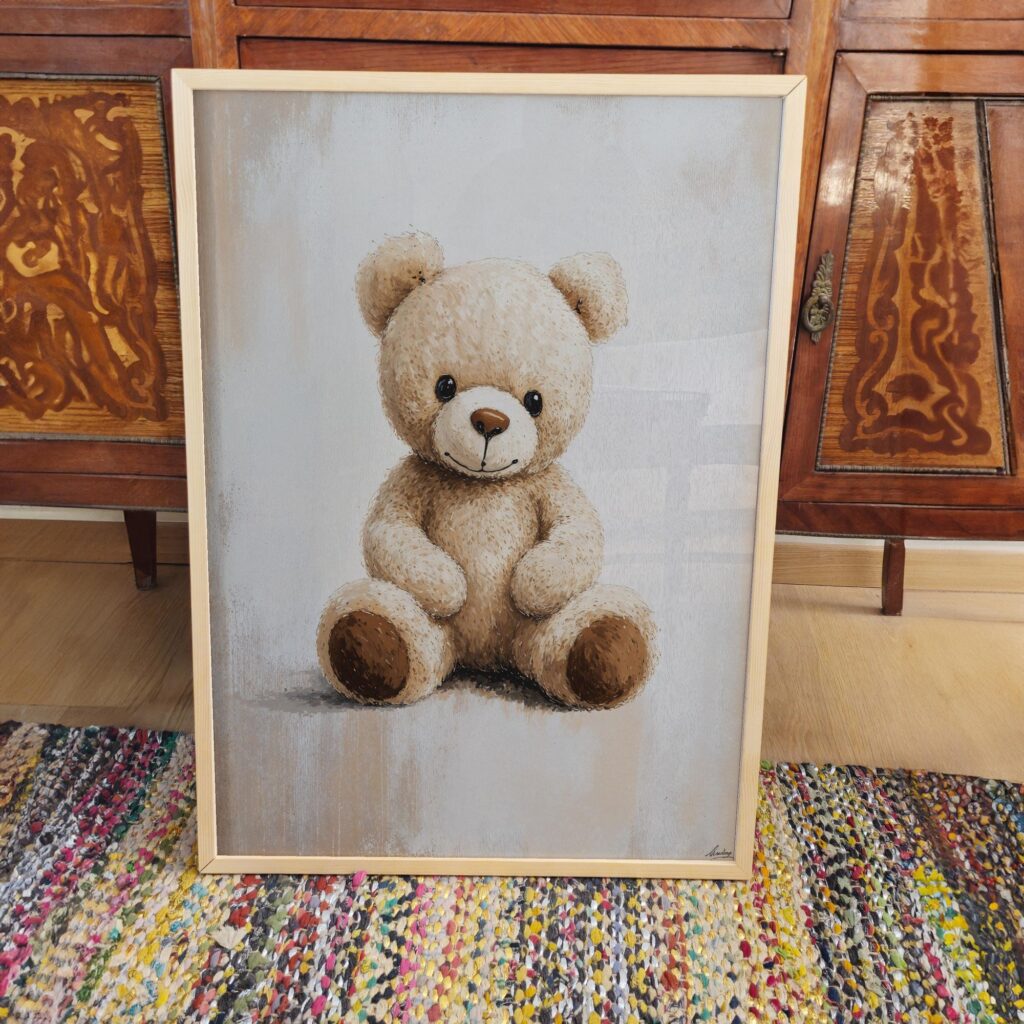 Beige Teddy Bear Nursery Wall Art