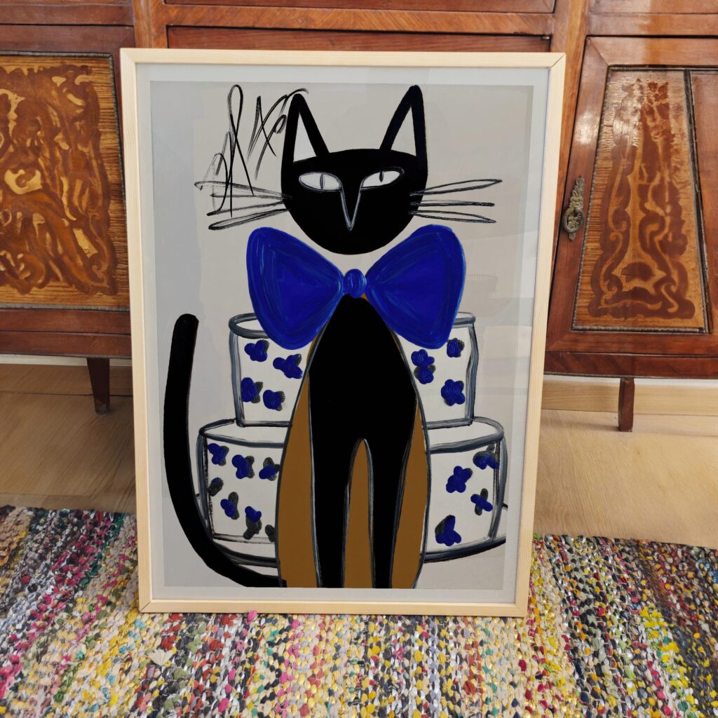 Birthday Cat Party Art Print