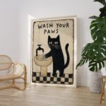 Black Cat Folk Art Print