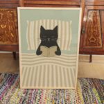 Black Cat Reading in Bed Print