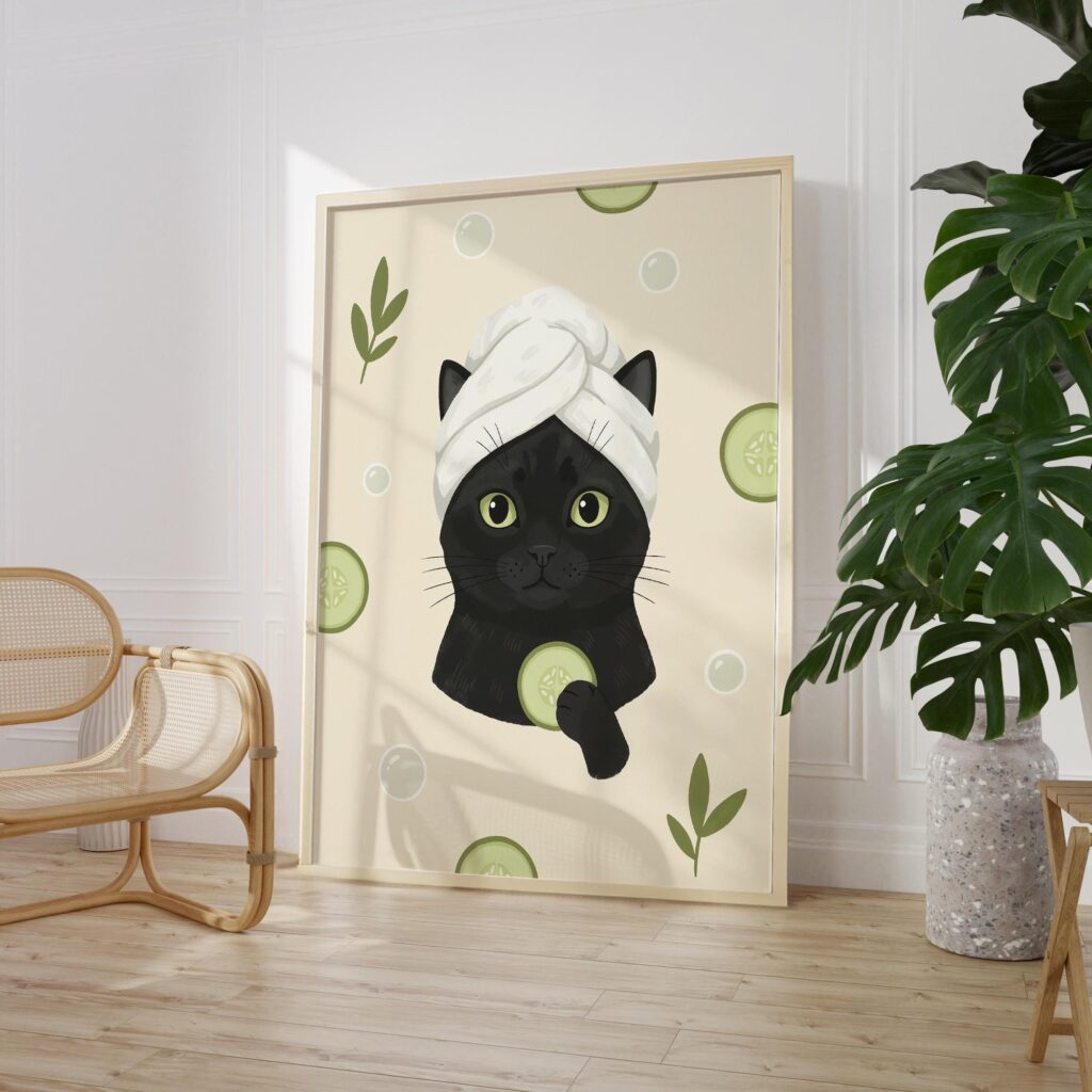 Black Cat Spa Day Print