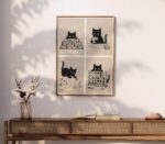 Black Cats Playing Board Games Print