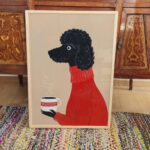 Black Poodle Dog Coffee Mid Century Art Print