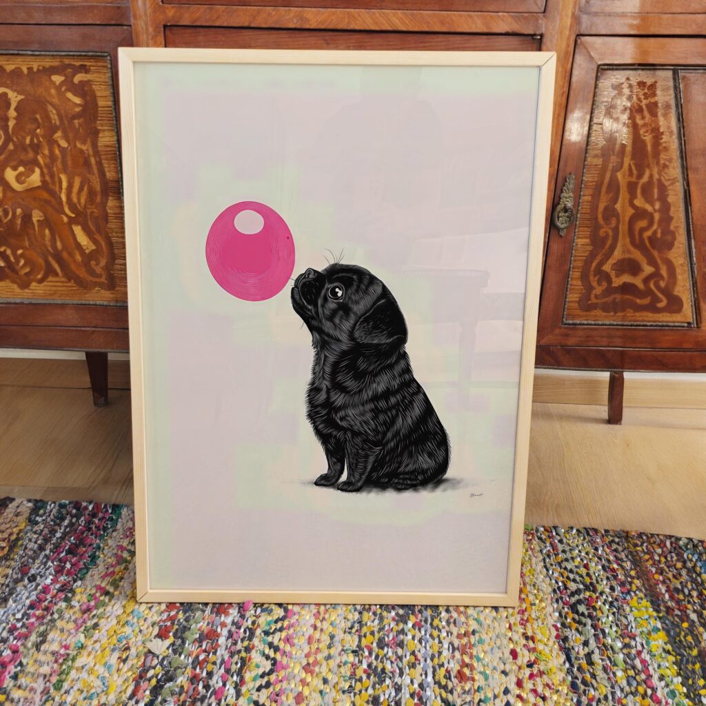 Black Pug Wall Art