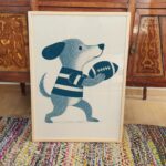 Blue Puppy Football Nursery Print