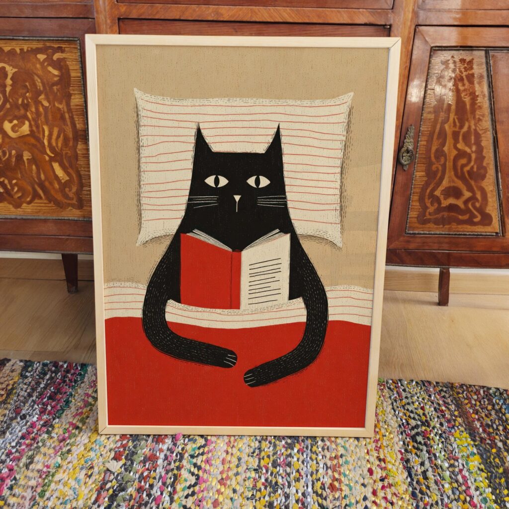 Book Cat Print