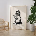 Book Lover Gift Bookworm Cat Print