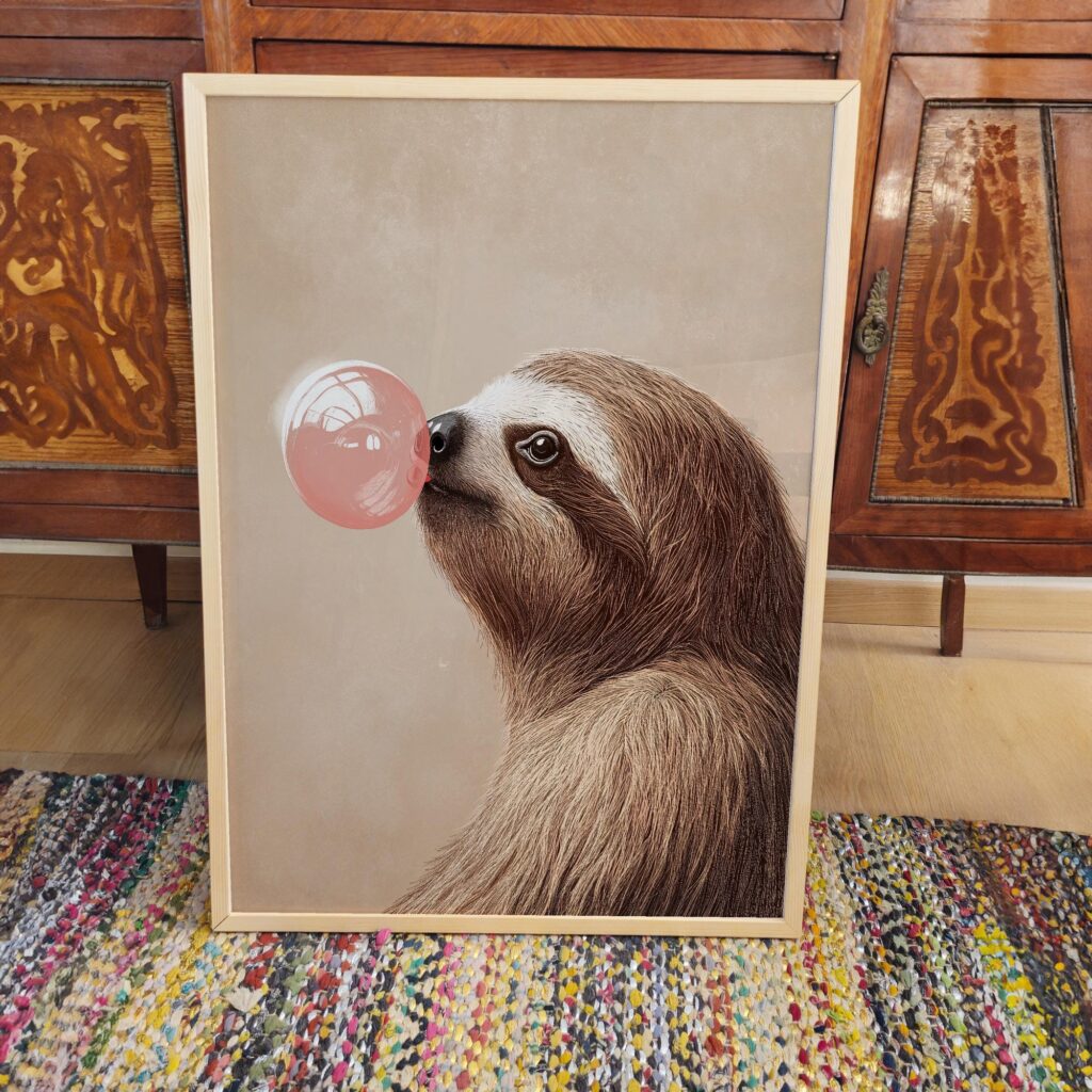 Bubblegum Sloth Wall Art