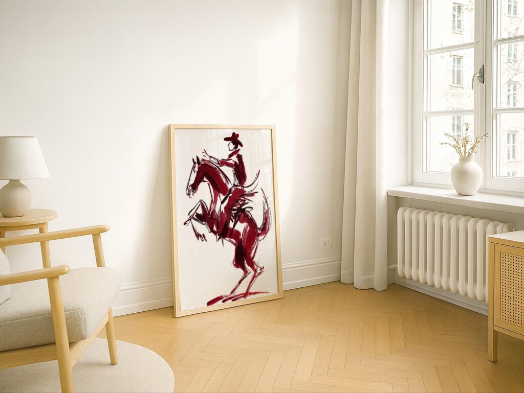 Burgundy Bucking Bronco Art Print