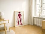 Burgundy Cowboy Sketch Art Print