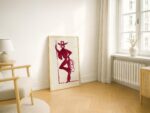 Burgundy Cowgirl Line Art Print