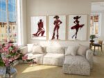 Burgundy Cowgirl Silhouette Art Prints