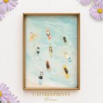 Cat Surf Beach Art Print