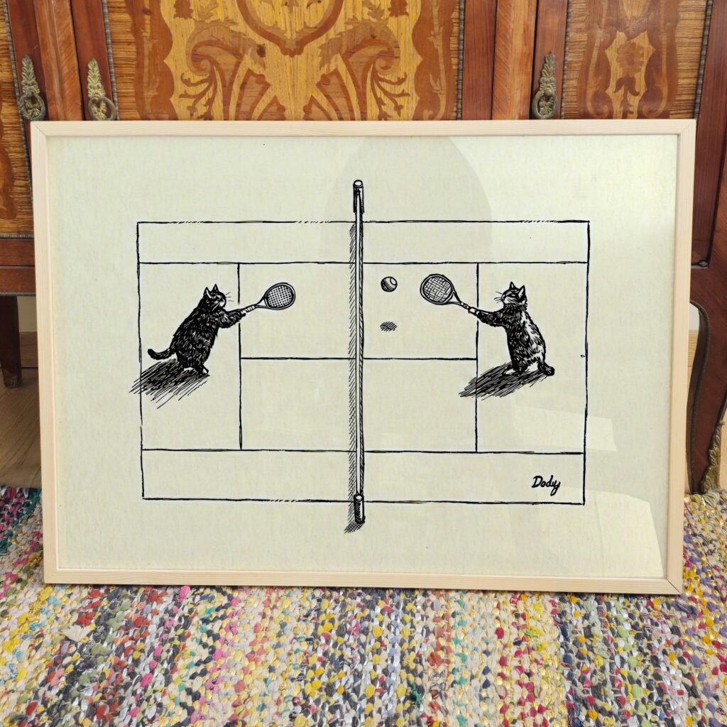 Cat Tennis Match Print