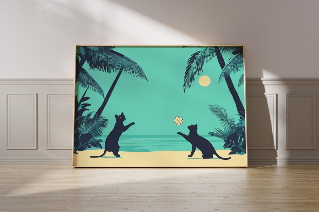 Cats Beach Volleyball Print