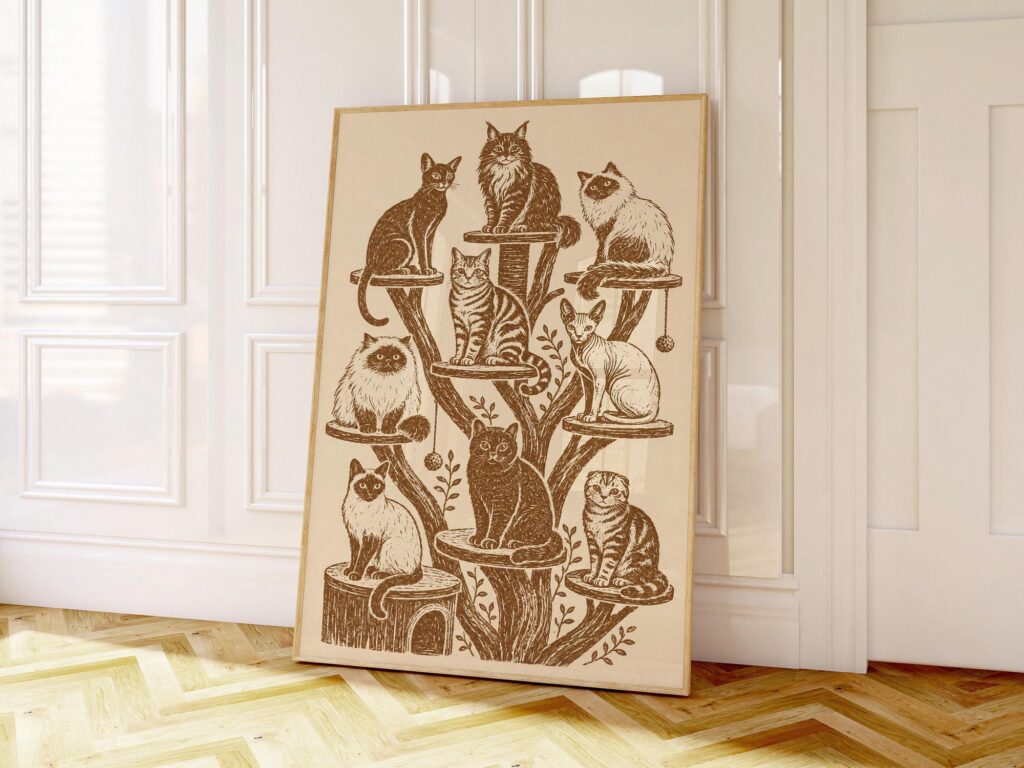 Cats on a Tree Print