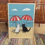 Cats on Beach Art Print
