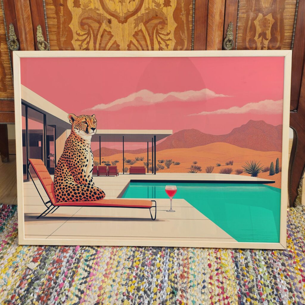 Cheetah Poolside Art Print