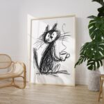 Coffee Scribble Cat Print