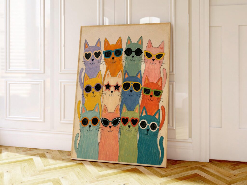 Colorful Cats in Sunglasses Print