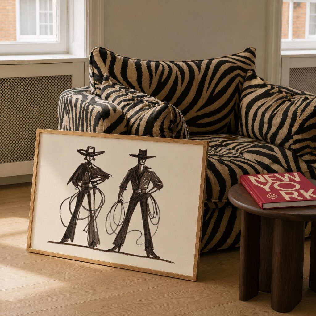 Cowboy and Cowgirl with Lassos Print
