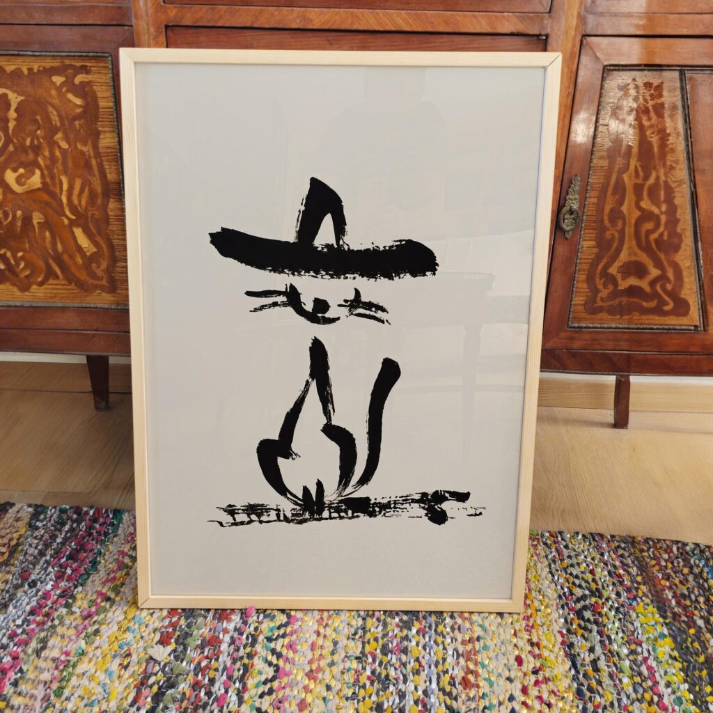 Cowboy Cat Minimalist Art Print