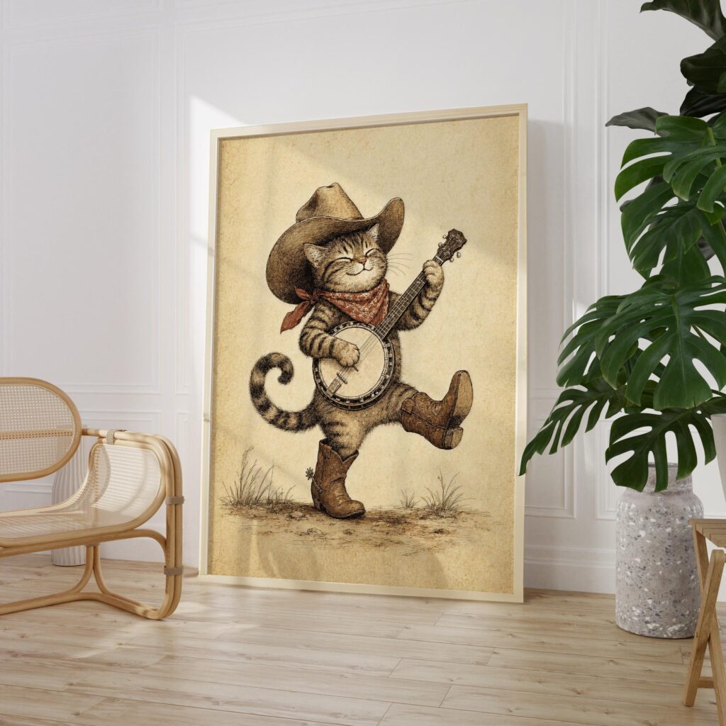 Cowboy Cat Print
