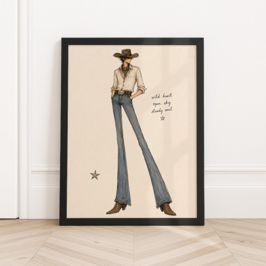 Cowboy Cowgirl Fashion Print Set