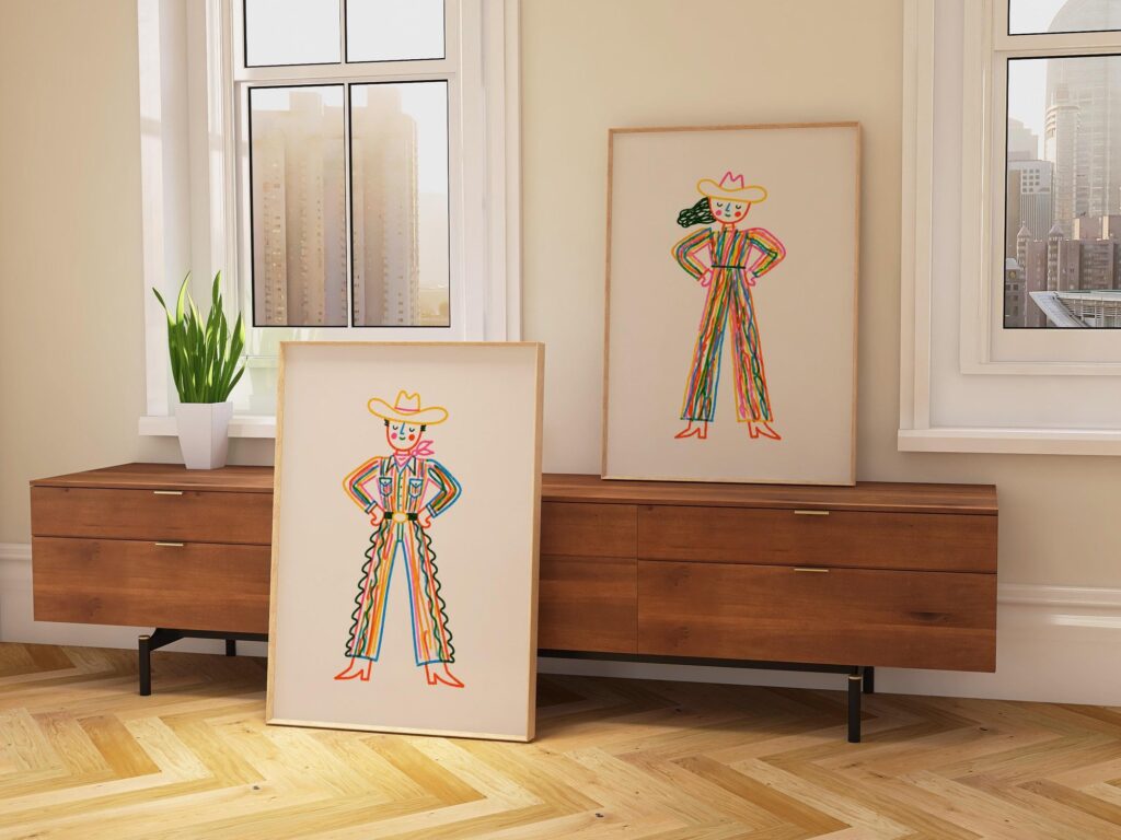 Cowboy Cowgirl Print Set