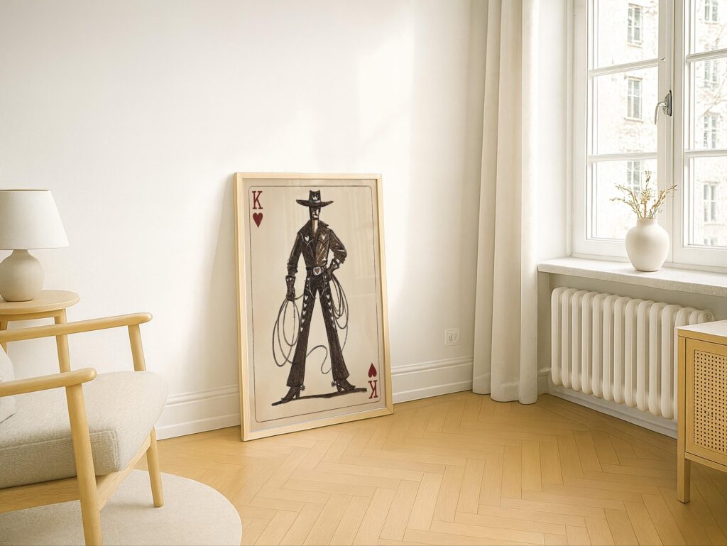 Cowboy King of Hearts Vintage Western Print