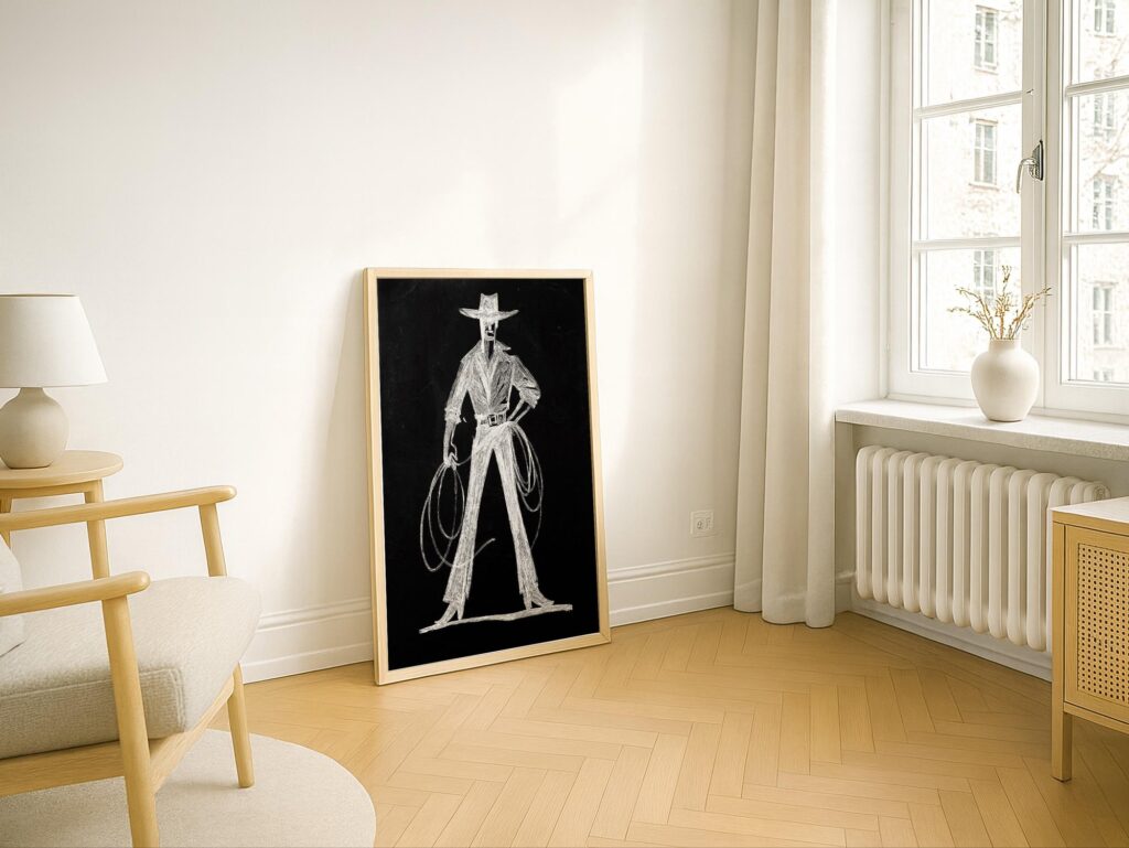 Cowboy Lasso Chalk Sketch Print