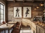Cowgirl and Cowboy Sketch Print Set of 2