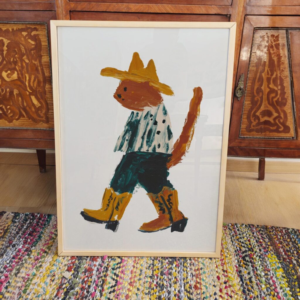 Cowgirl Boot Cat Print