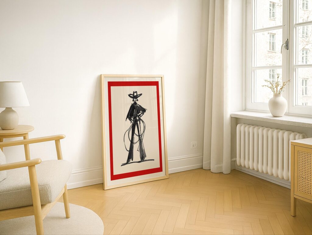 Cowgirl Line Art Print Minimalist Western Ranch Decor