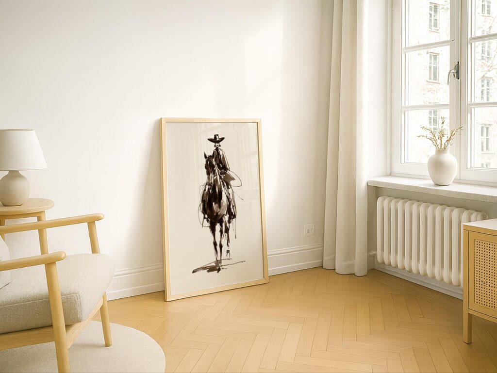 Cowgirl Line Art Print Minimalist Western