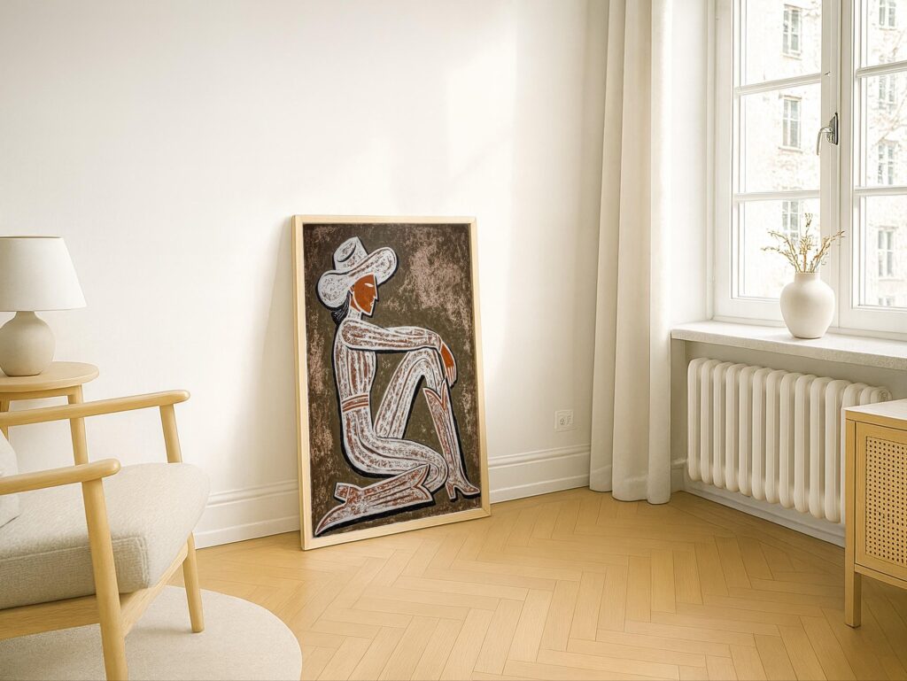 Cowgirl Linocut Art Print