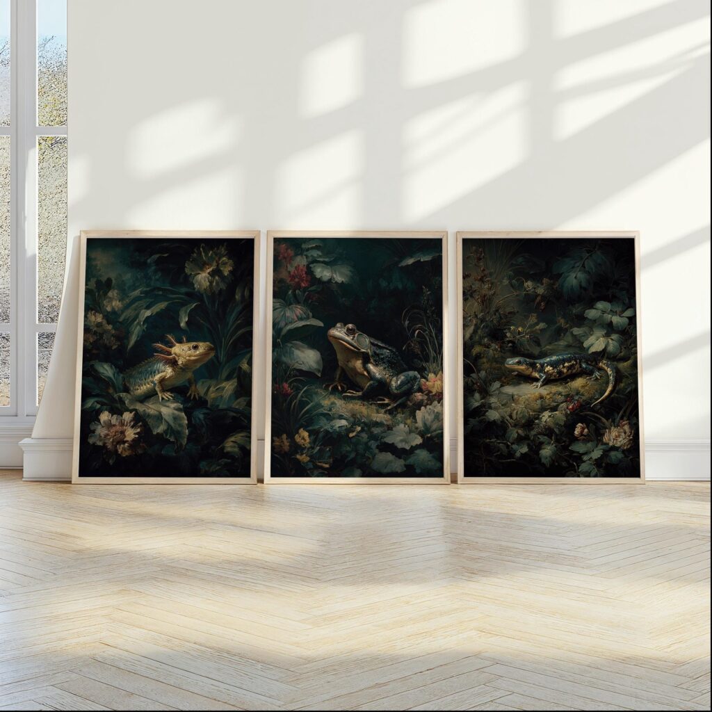 Dark Academia Frog Print Set of 3