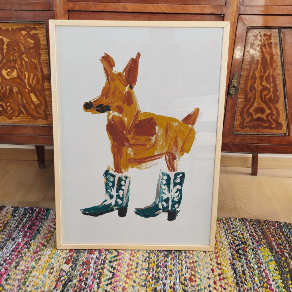Dog in Cowgirl Boots Print