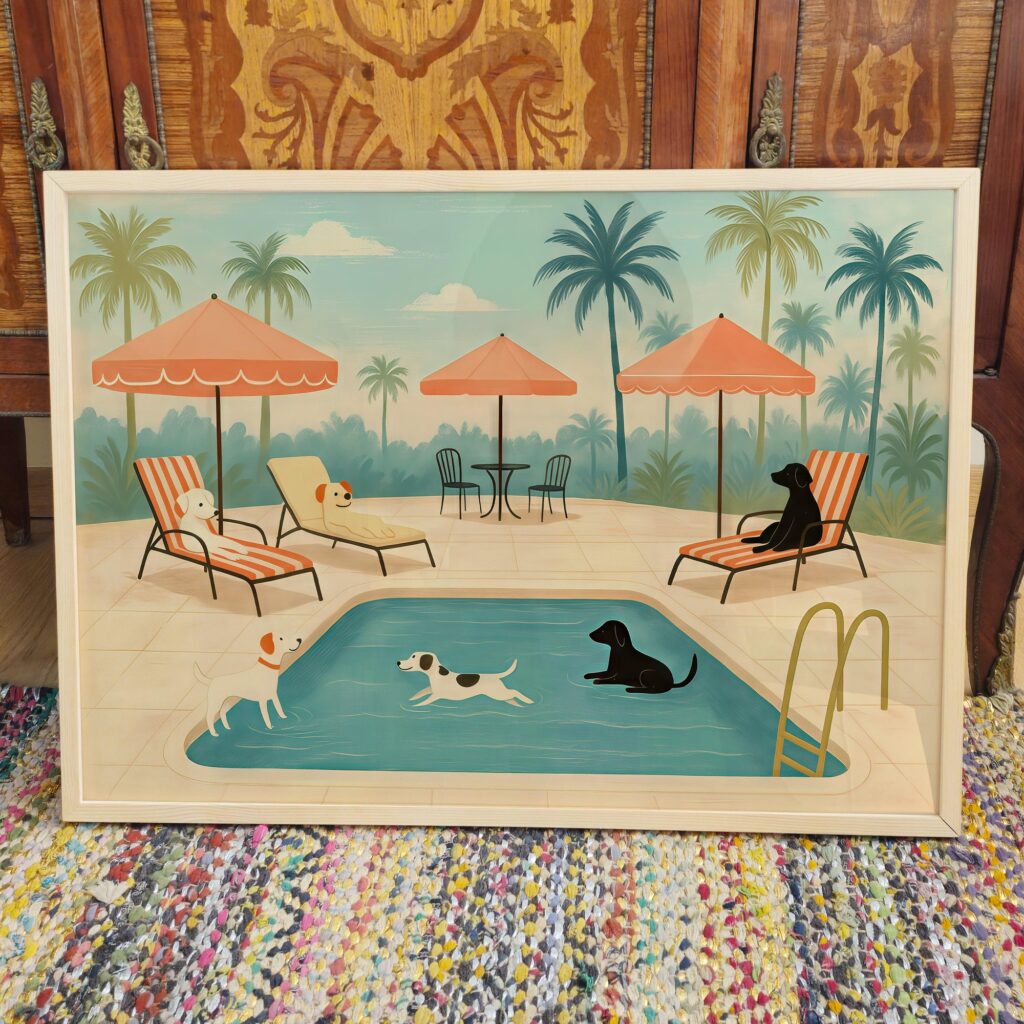 Dogs at Pool Print