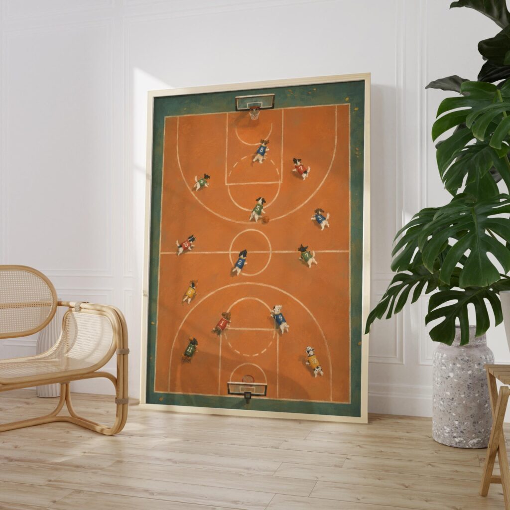 Dogs Playing Basketball Print